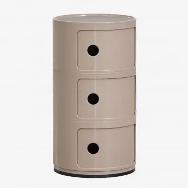 Zestaw 2 Okrągłych Stolików Nocnych Z Półkami Babel Moka Brown & 3 Szuflady - Sklum