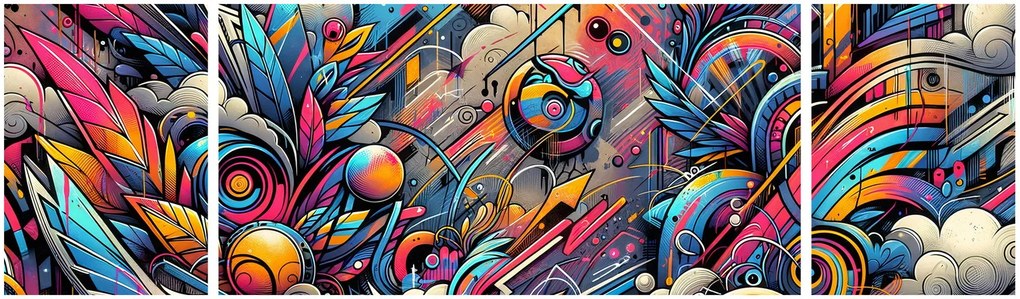 Obraz - Kolorowe graffiti (170x50 cm)