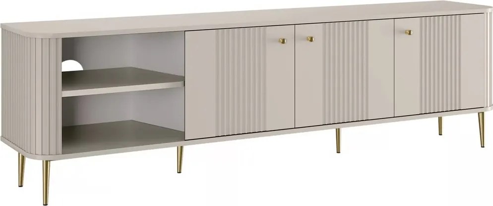 Szafka RTV Vesper 3D 187 cm - kaszmir / złote nogi