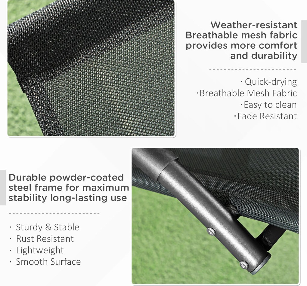 Outsunny Leżak ogrodowy, fotele z poduszką, 155 cm x 61cm x 88 cm, Czarny