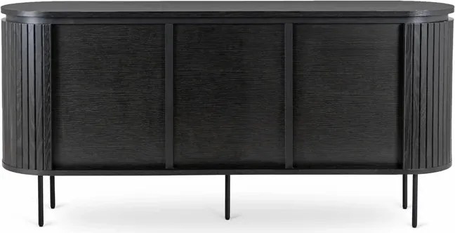Komoda do Salonu BECK 160 cm Czarna Trzydrzwiowa Ryflowana Nowoczesna