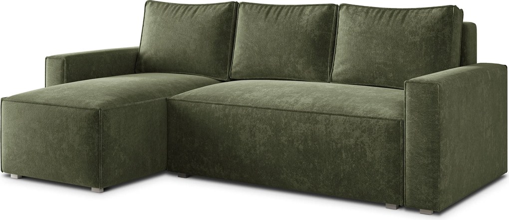 Masseno Narożnik POTARO z funkcją spania i pojemnikiem na pościel Narozniki L, Rozkładana sofa - Zielony, LUMO 20