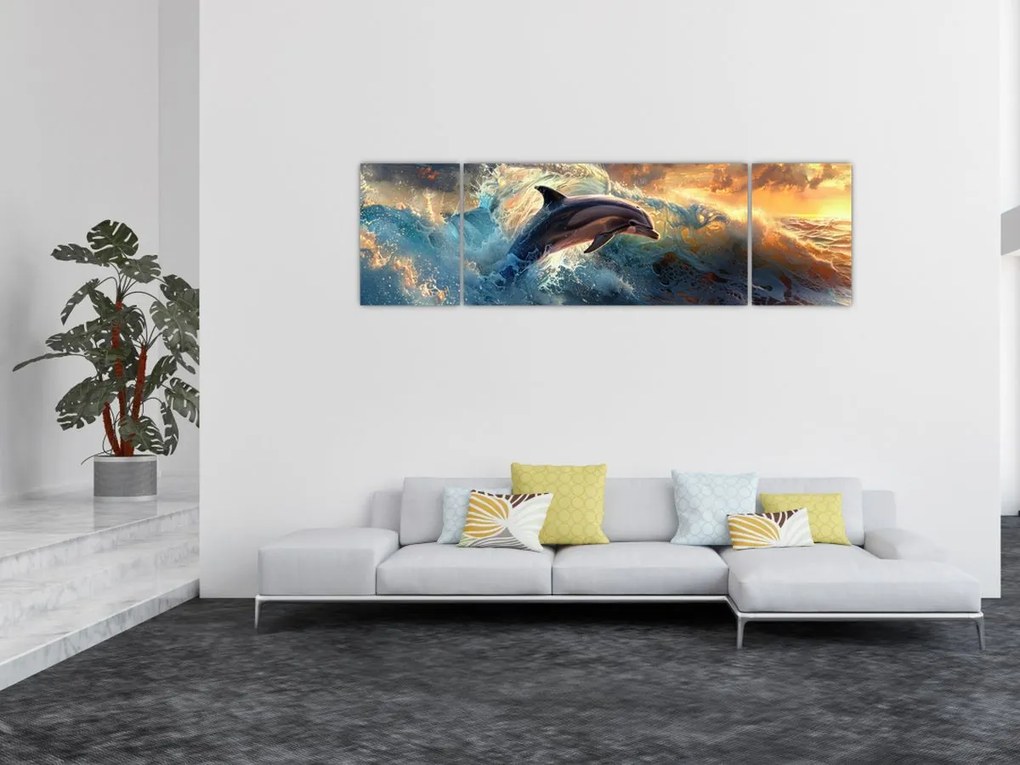 Obraz - Delfin, ilustracje (170x50 cm)
