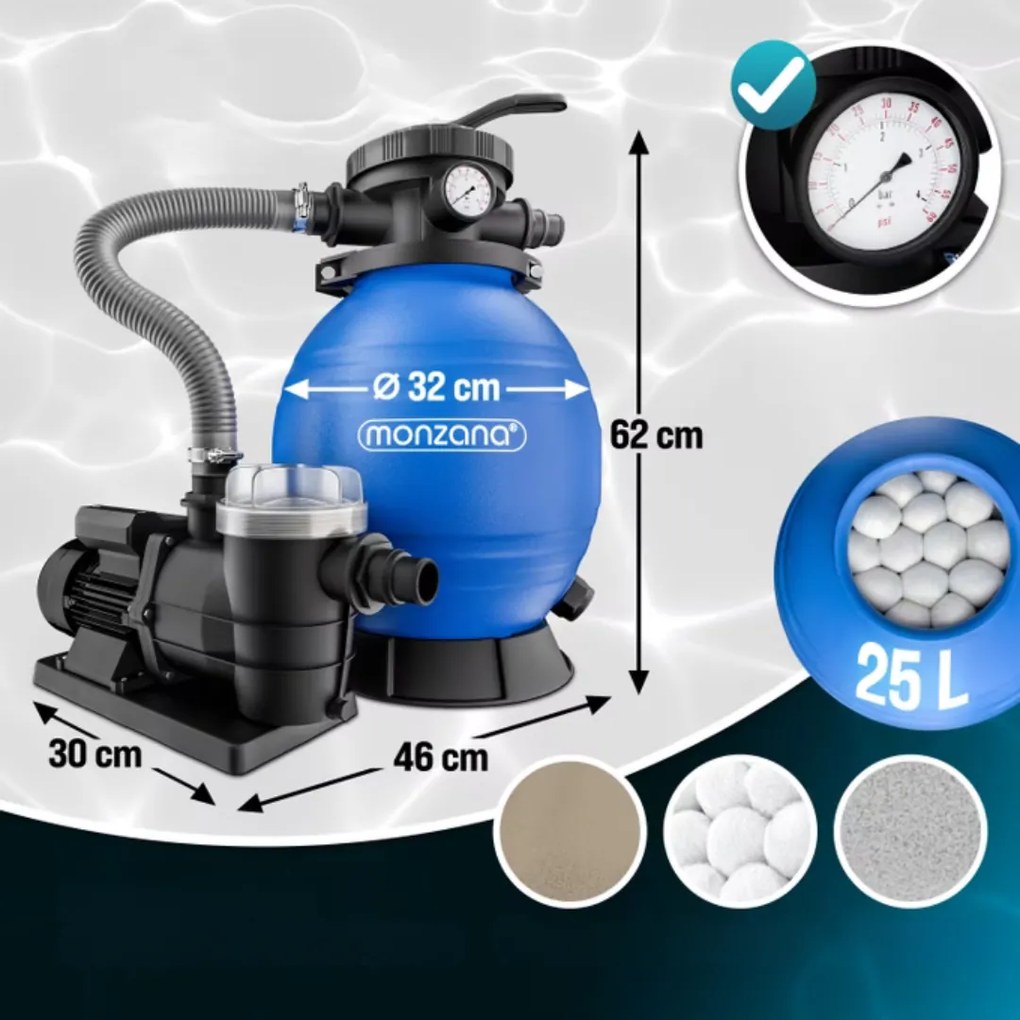 Monzana Filtr piaskowy do basenu AQUA 9 600 l/h, niebieska
