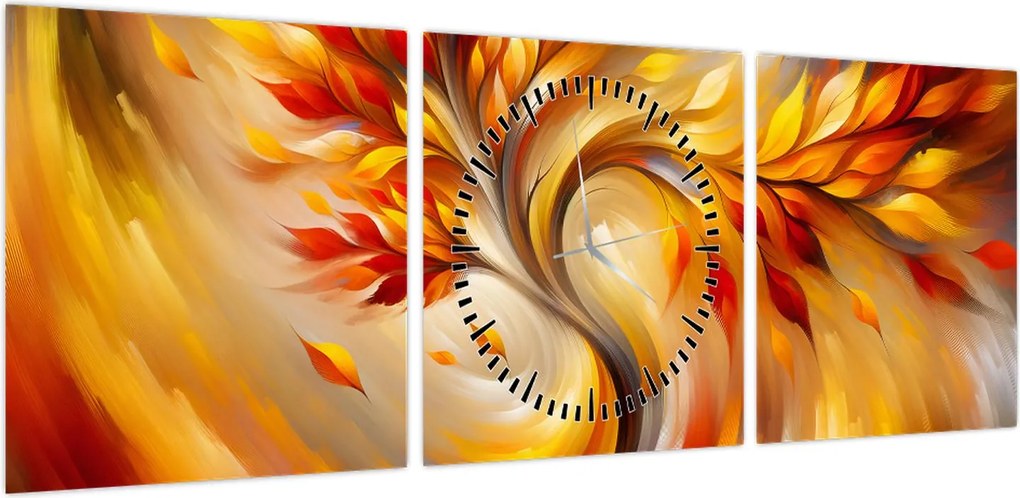 Obraz - Jesienne drzewo (z zegarem) (90x30 cm)
