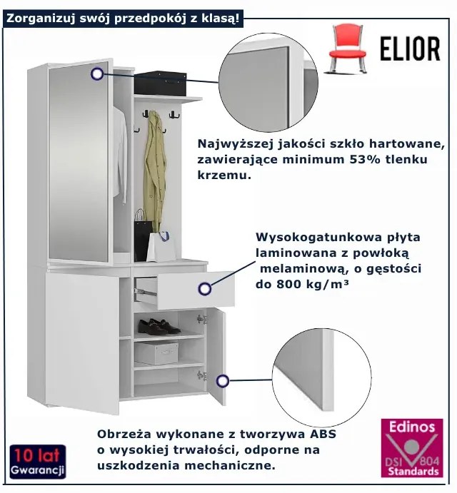Biała garderoba z lustrem F9-D08
