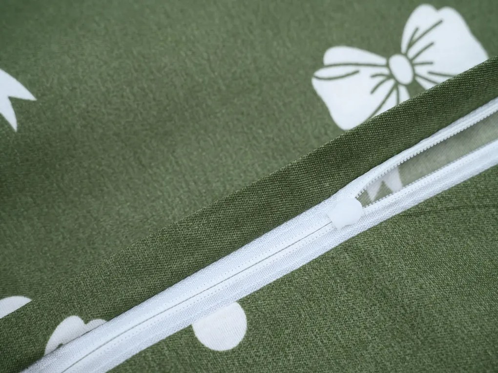PrzytulneMieszkanie.pl PrzytulneMieszkanie.pl Pościel z mikroflanelu WHITE BOW zielona Rozmiar pościeli: 2 szt 70 x 90 cm | 200 x 220 cm