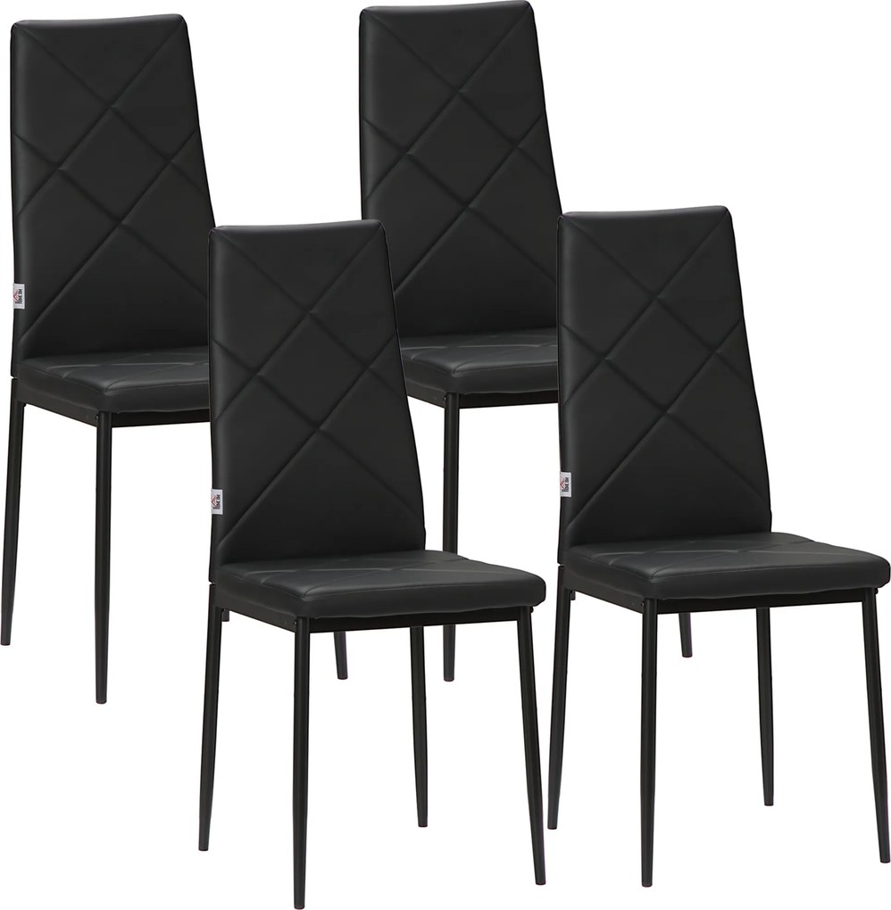 HOMCOM Zestaw 4 Krzesła Jadalniane Kuchenne Nowoczesny Design 41x50x97cm Czarne | Aosom PL