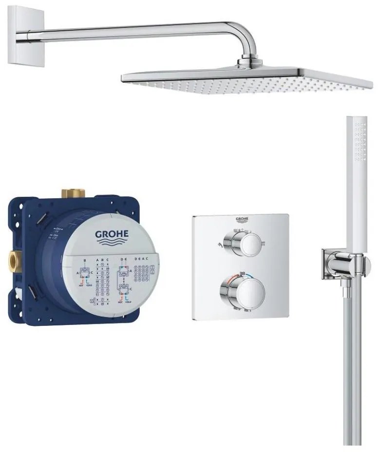 GROHE 34881000 - Podtynkowy system prysznicowy PRECISION 310 × 310 mm, błyszczący chrom