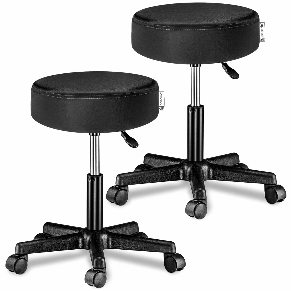 Taboretka na kółkach BONY, Ø35cm, czarna Casaria