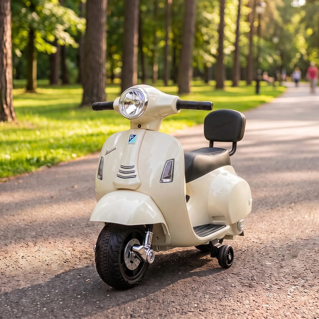 AIYAPLAY Elektryczny motocykl dziecięcy Mini Vespa GTS 6V z akumulatorem litowym Ergonomiczne siedzisko i oparcie 1,5-3 lat | Aosom PL
