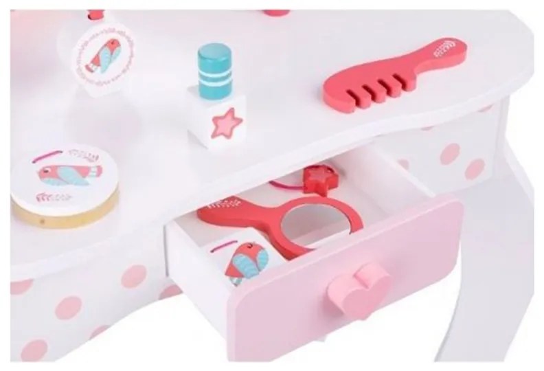Tooky toy drewniana toaletka różowa z krzesełkiem