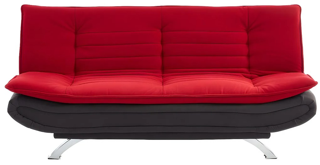 Kanapa rozkładana z tkaniny DEMIDO - Dwa kolory: czerwony i antracytowy -