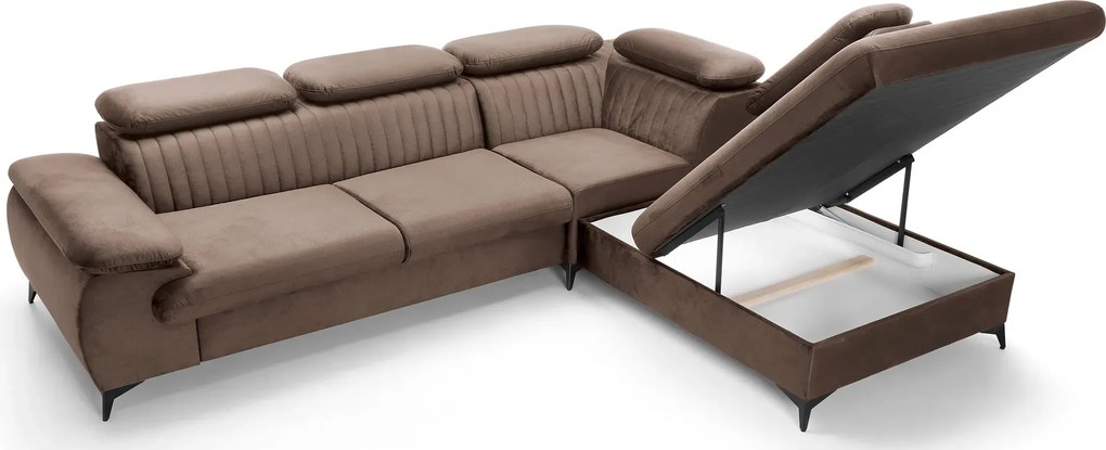 Brązowy narożnik rozkładany z pojemnikiem B0-B39