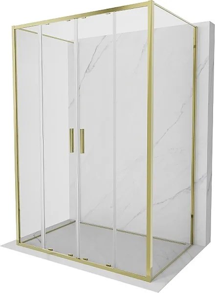 Mexen Exo-3S kabina prysznicowa 3-ścienna rozsuwana 140 x 75 cm, transparent, złota - 8152-140-075-50-00-3S