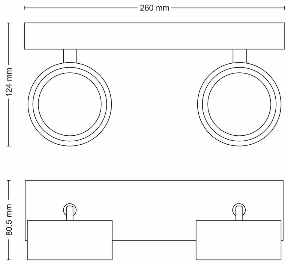 Philips 8720169174764 oprawa punktowa LED Bracia, biały, 2x 5,5 W 2x550 lm 2700 K IP20