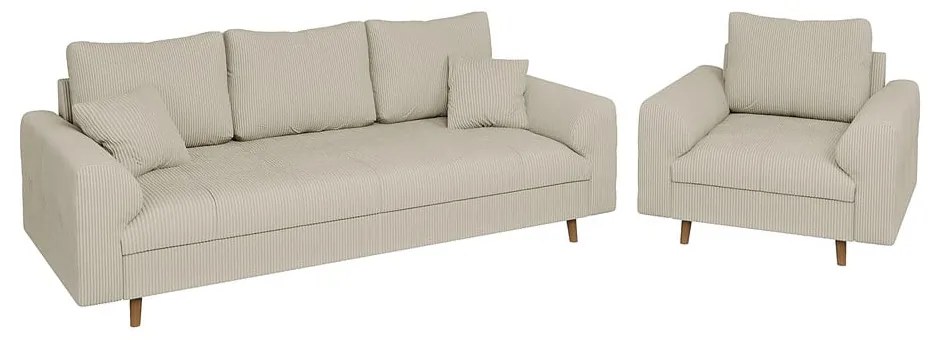 Beżowa sztruksowa sofa 210 cm Ariella – Ropez