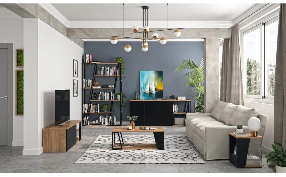 Stolik z blatem w dekorze drewna orzechowego 40x40 cm Albi – TemaHome