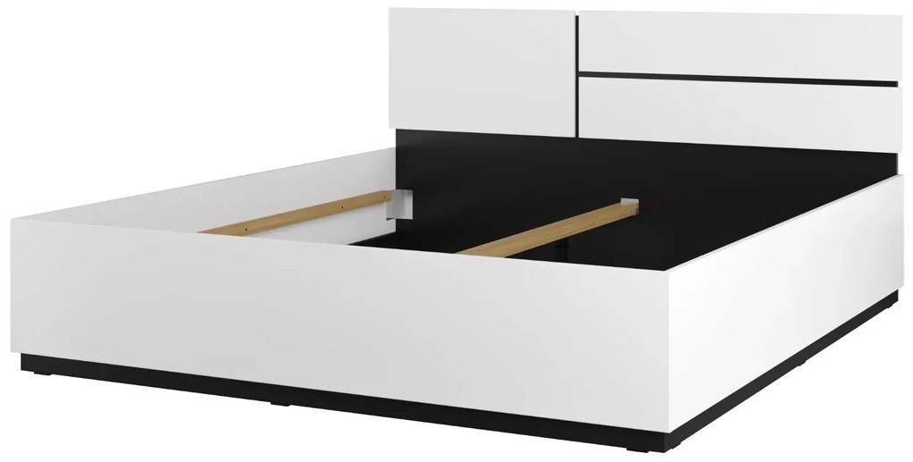 Łóżko CROSS 180x200 białe/czarne z pojemnikiem HELVETIA
