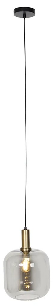 Designerska lampa wisząca czarna i złota z przydymionym szkłem - Zuzanna