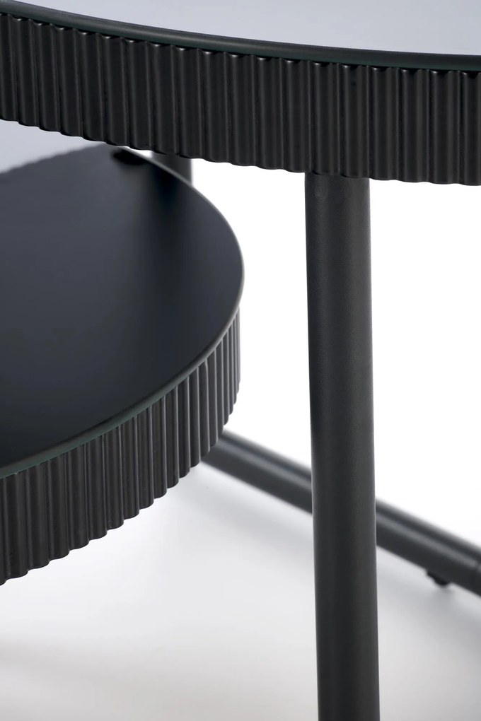 Okrągła czarna ława 60/30 cm szkło/MDF/stal COSMO S