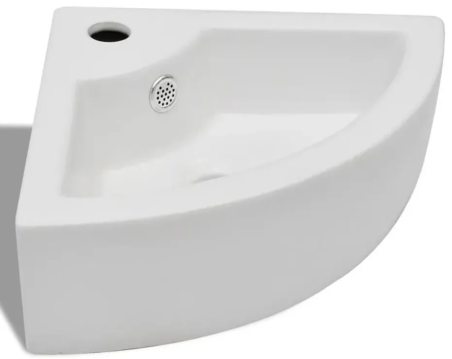 Biała narożna umywalka ceramiczna - Selene