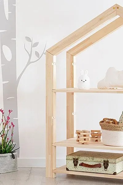 Drewniany regał dziecięcy na zabawki domek K4-W37