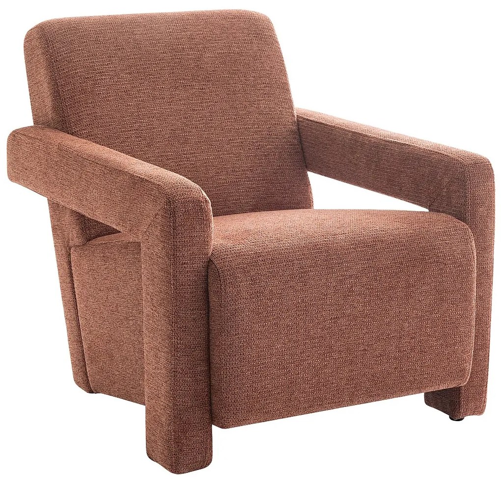 Fotel z terakotową teksturowaną tapicerką - ISPARTA