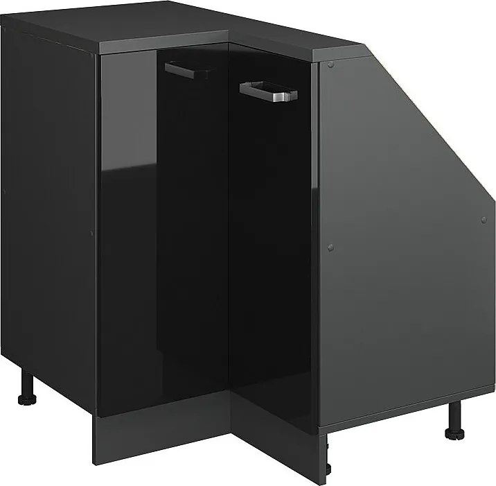 Narożna szafka kuchenna na dach skośny czarny wysoki połysk 75.6x75.6x81.6 r-line