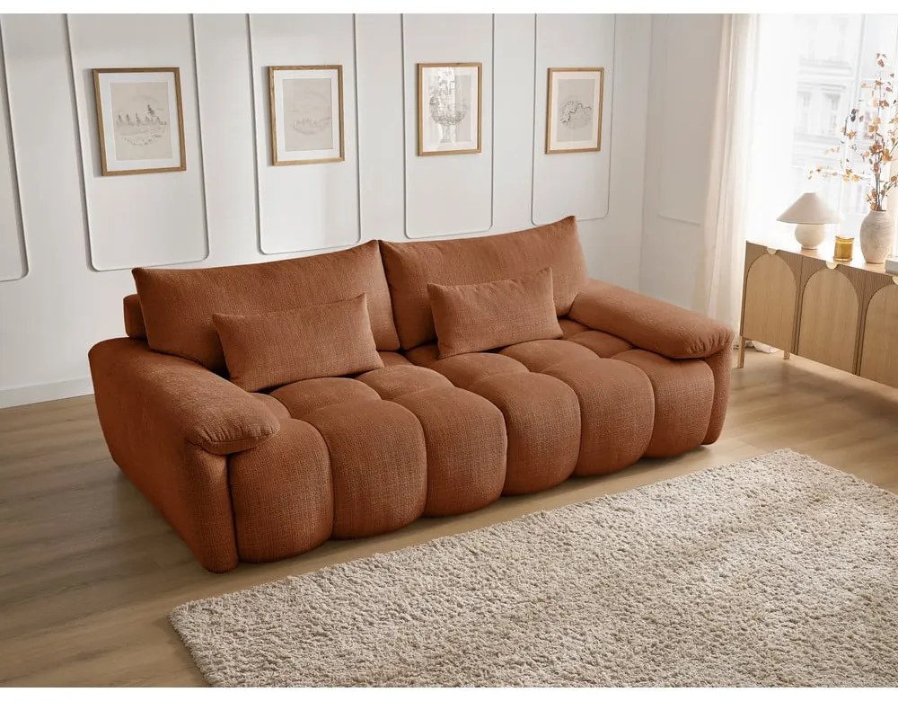 Ceglasta sofa z tkaniny szenilowej 264 cm Ivane – Bobochic Paris