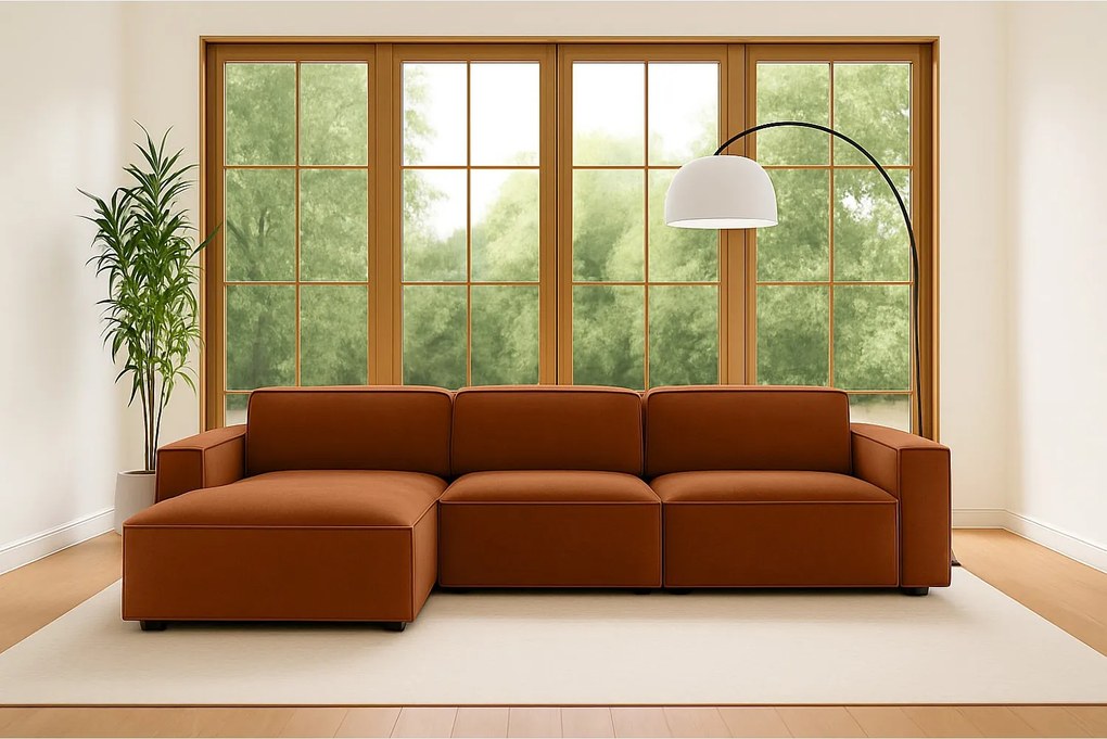 Narożnik w kształcie L Cursal, tkanina Salvador, Brązowy, Lewy