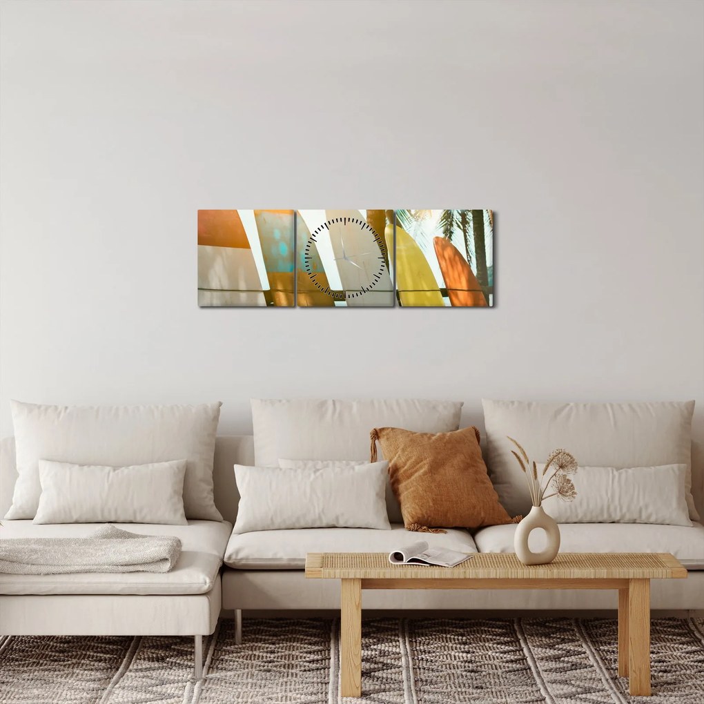Obraz - Deski surfingowe (z zegarem) (90x30 cm)