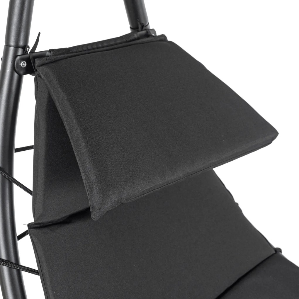 Leżak Ogrodowy z Parasolem CARPA Czarny