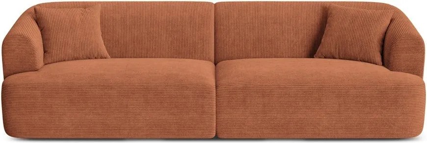 Sztruksowa sofa w kolorze terakoty 255 cm Campi – Cosmopolitan Design