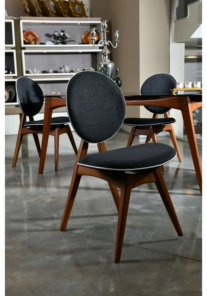 Zestaw krzeseł do jadalni Touch Anthracite andWalnut, 2 szt.