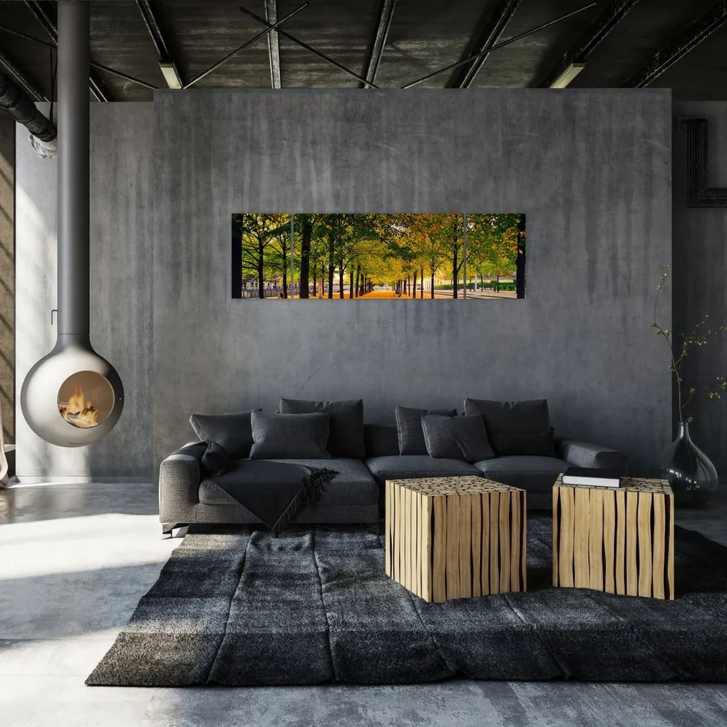 Obraz alei jesiennych drzew (170x50 cm)