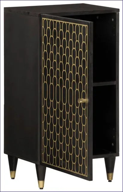 Czarna drewniana szafka stojąca na nóżkach W6-B90