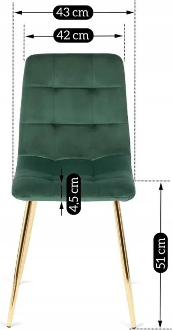 Krzesło Tapicerowane do Salonu YORK Zielone Welurowe Nowoczesne Loft