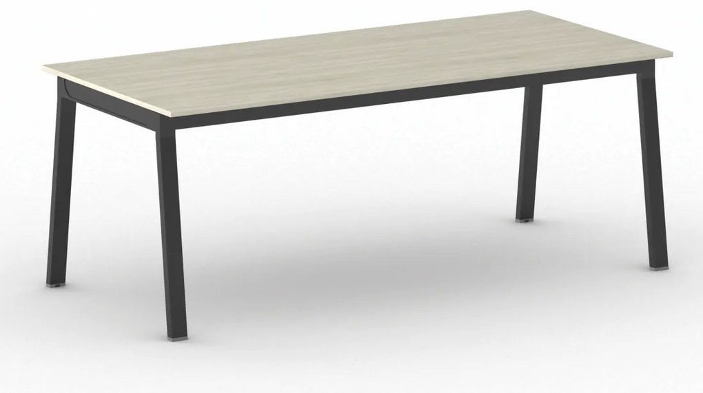 Stół konferencyjny do biura PRIMO BASIC, 200x90 cm, czarna podstawa, dąb naturalny