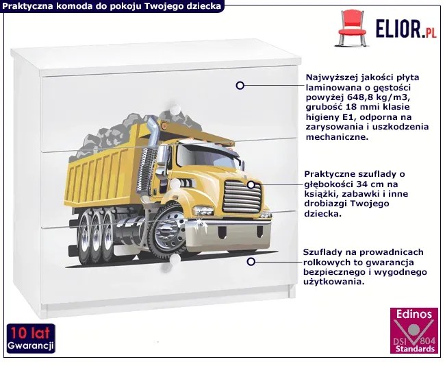 Dziecięca komoda z motywem ciężarówki - Rostok 10X