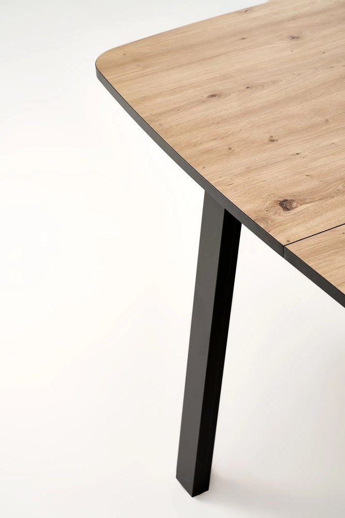 Stół do jadalni rozkładany MDF dąb artisan/czarny 130-170x80x72 cm BARRIL