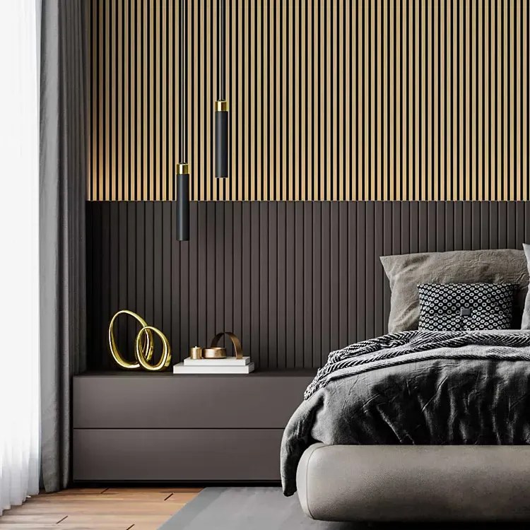 Akustyczne panele lamelowe 2 szt. czarny mat H4-N07