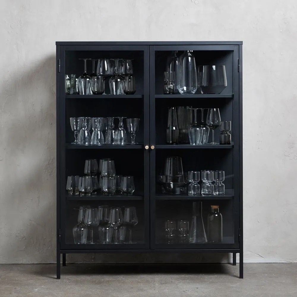 Czarna metalowa witryna 110x140 cm Carmel – Unique Furniture