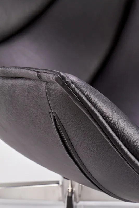 Czarny fotel wypoczynkowy ze skóry Luxor
