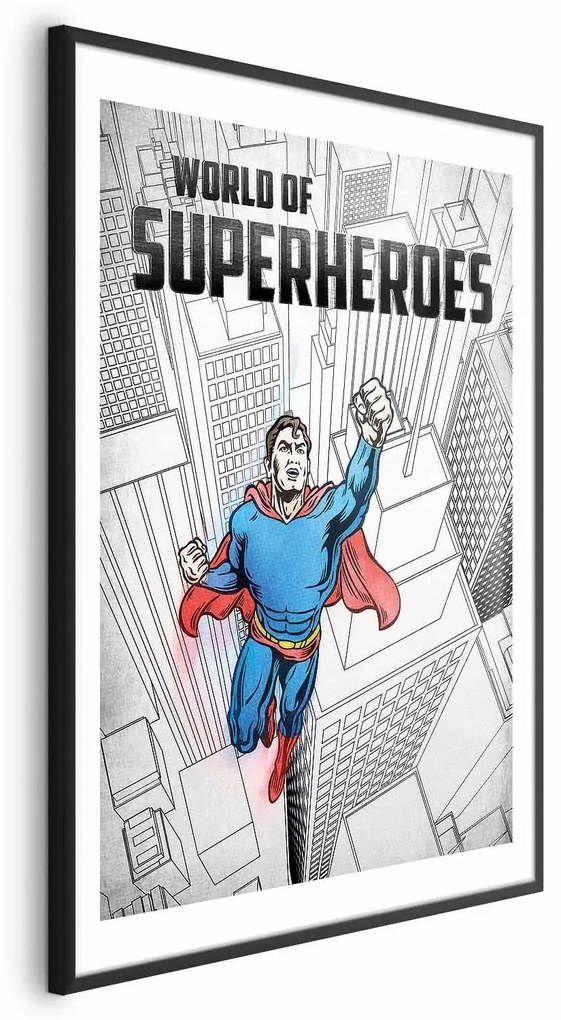Plakat Superheroes 21x30 cm z ramą czarną z marginesem ARTGEIST B