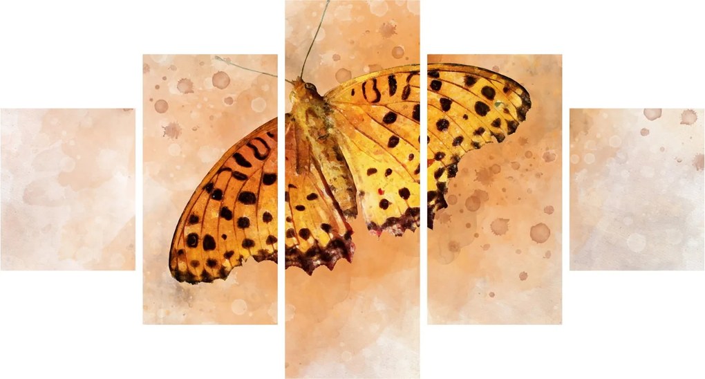 Obraz - Pomarańczowy motyl, akwarela (125x70 cm)