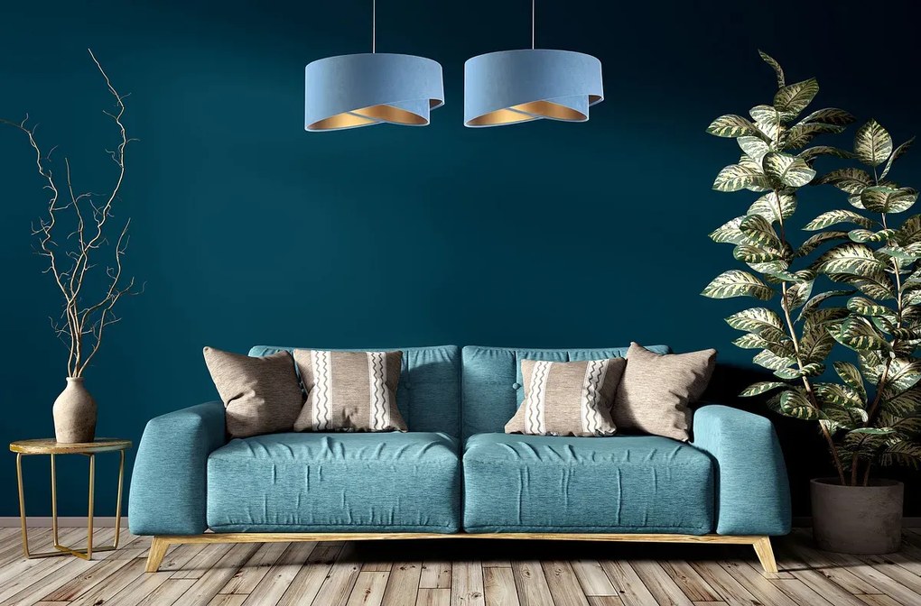 Lampa wisząca GEMSTONE błękitna/złota BPS KONCEPT