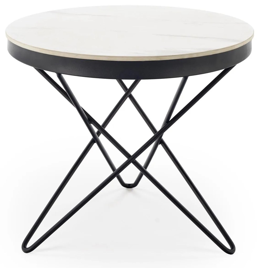 Okrągła ława spiek biały marmur/czarny 60/55 LEILA 2