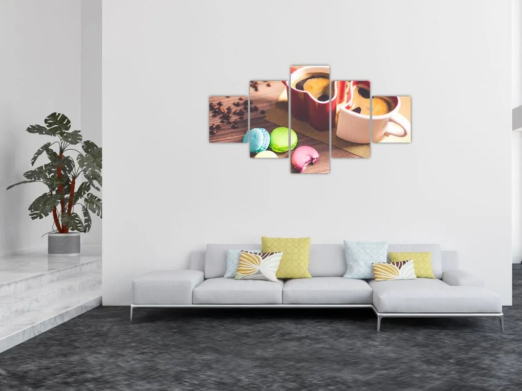 Obraz kawy i makaroników (125x70 cm)