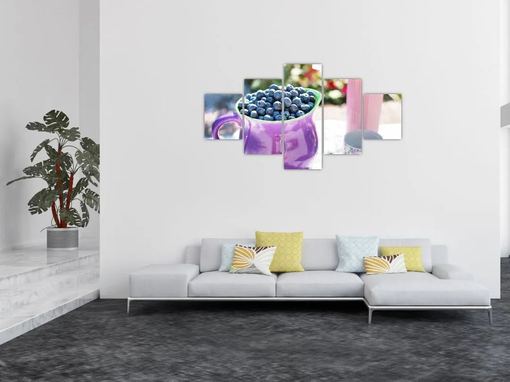 Obraz - jagody w filiżance (125x70 cm)